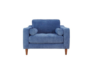 English Elm Anderson Wide Seat Accent Chair Denim Upholstered Casual Lounge for Living Room Blue B05467994