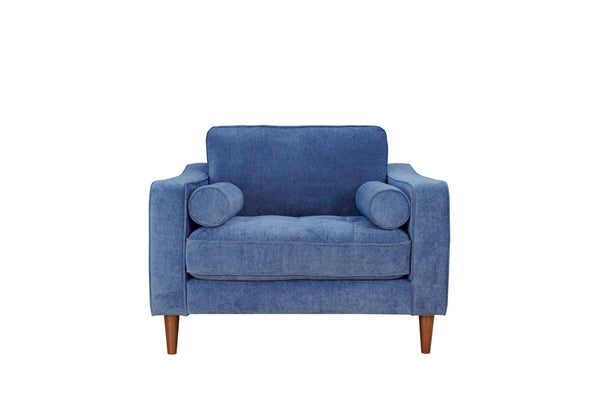English Elm Anderson Wide Seat Accent Chair Denim Upholstered Casual Lounge for Living Room Blue B05467994