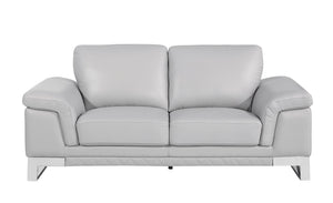 English Elm Top Grain Italian Leather Loveseat In Light Gray – Elegant Comfort For Modern Living Spaces & Offices B05777872-GIGA