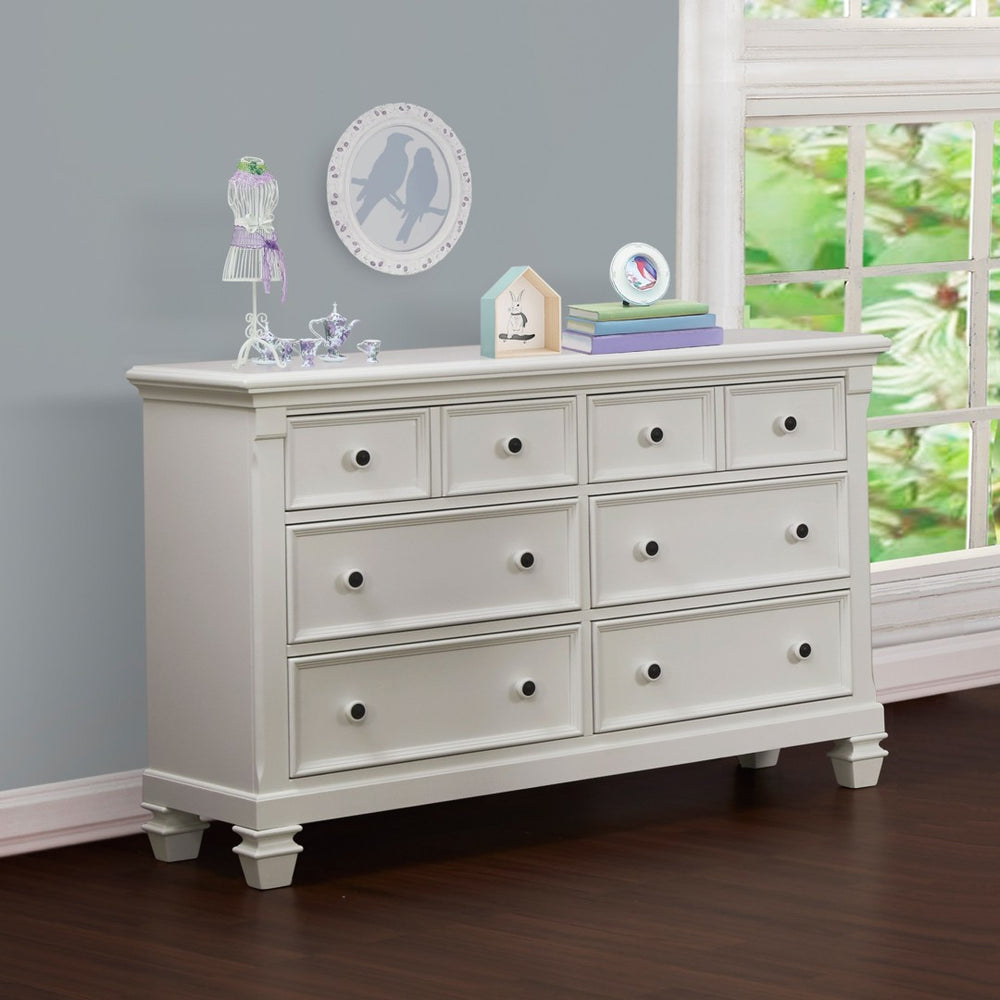 English Elm Glendale Six Drawer Double Dresser Pure White Finish for Nursery or Kids Bedroom B02263737