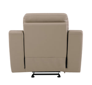 English Elm Global Reclining Modern Beige Leather Air Chair with Lumbar Support, Stainless Steel Base, Plush Comfort B05777739