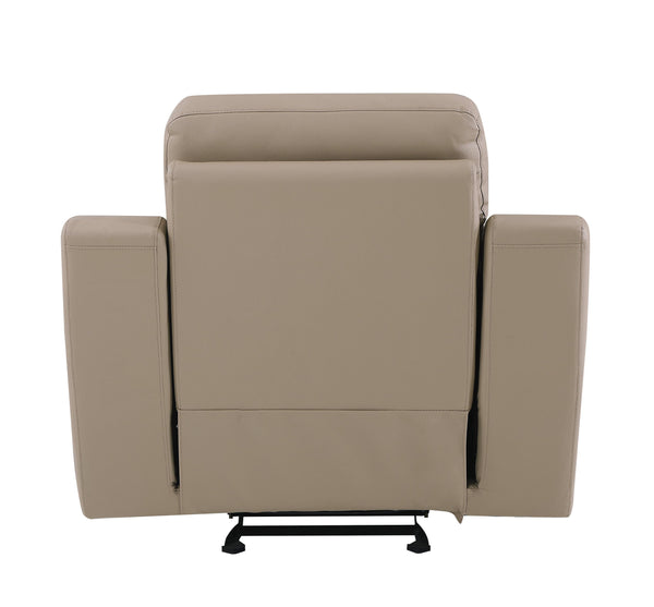 English Elm Global Reclining Modern Beige Leather Air Chair with Lumbar Support, Stainless Steel Base, Plush Comfort B05777739