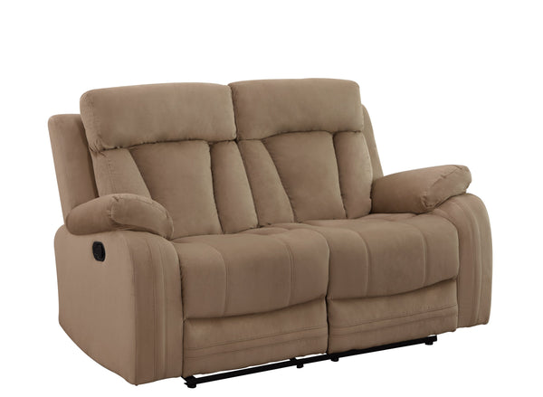 English Elm Global Microfiber Reclining Loveseat – Contemporary Beige Comfort With Supportive Design & Style B05777758