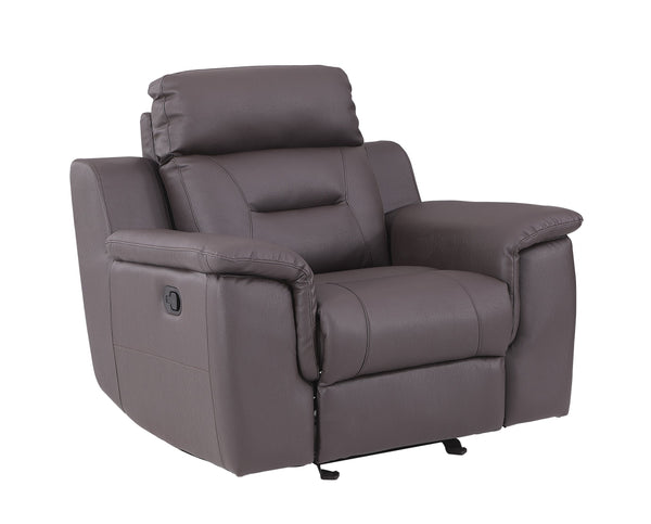 English Elm Global Reclining Modern Leather Air Upholstered Chair with Lumbar Support, Stainless Steel Base Comfort Experience Brown B05777740