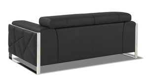 English Elm Global Top Grain Italian Leather Loveseat with 3-Layer High-Density Foam, Stainless Chrome Legs, Solid Wood Frame Dark Gray B05777941