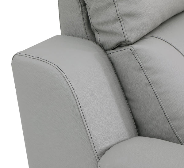English Elm Global Reclining Modern Leather Air Upholstered Chair with Lumbar Support, Stainless Steel Base Comfort Experience Gray B05777741