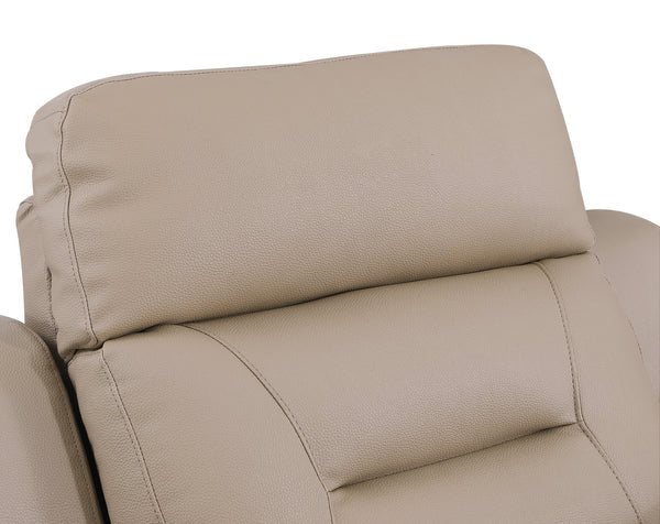 English Elm Global Reclining Modern Beige Leather Air Chair with Lumbar Support, Stainless Steel Base, Plush Comfort B05777739