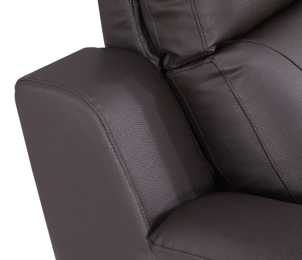 English Elm Global Reclining Modern Leather Air Upholstered Chair with Lumbar Support, Stainless Steel Base Comfort Experience Brown B05777740