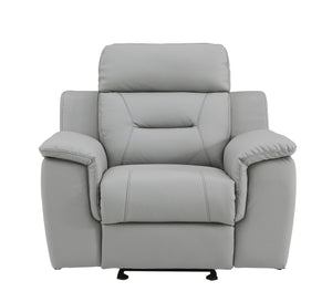 English Elm Global Reclining Modern Leather Air Upholstered Chair with Lumbar Support, Stainless Steel Base Comfort Experience Gray B05777741