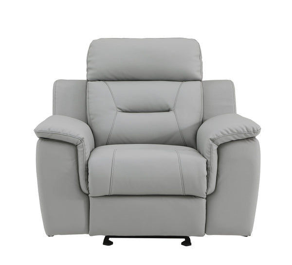 English Elm Global Reclining Modern Leather Air Upholstered Chair with Lumbar Support, Stainless Steel Base Comfort Experience Gray B05777741
