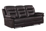 English Elm Leather Air Upholstered Reclining Sofa With Fiber Back