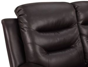English Elm Global United Leather Air Reclining Console Loveseat with Lumbar Support, Stainless Steel Base, Plush Upholstery Brown B05777734