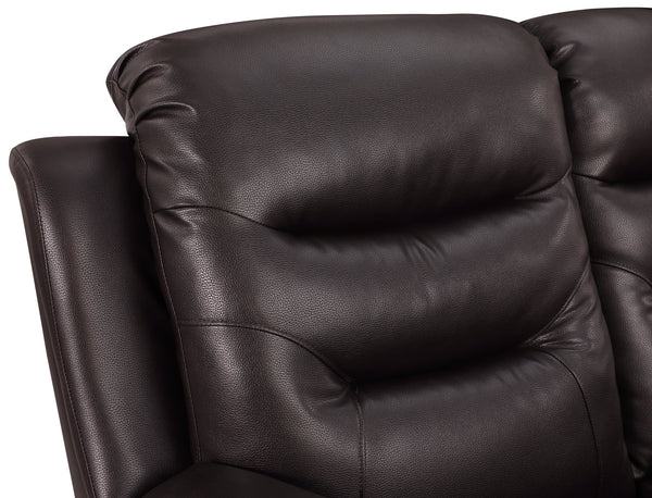 English Elm Global United Leather Air Reclining Console Loveseat with Lumbar Support, Stainless Steel Base, Plush Upholstery Brown B05777734