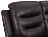 English Elm Leather Air Upholstered Reclining Sofa With Fiber Back