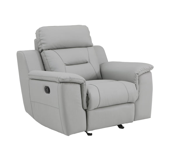 English Elm Global Reclining Modern Leather Air Upholstered Chair with Lumbar Support, Stainless Steel Base Comfort Experience Gray B05777741