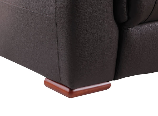 English Elm Global Reclining Modern Leather Air Upholstered Chair with Lumbar Support, Stainless Steel Base Comfort Experience Brown B05777740