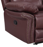 English Elm Leather Air Upholstered Reclining Sofa With Fiber Back