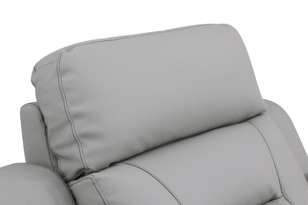 English Elm Global Reclining Modern Leather Air Upholstered Chair with Lumbar Support, Stainless Steel Base Comfort Experience Gray B05777741