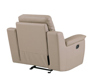 English Elm Global Reclining Modern Beige Leather Air Chair with Lumbar Support, Stainless Steel Base, Plush Comfort B05777739