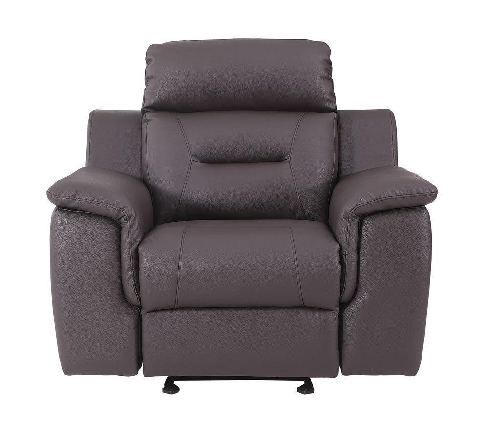 English Elm Global Reclining Modern Leather Air Upholstered Chair with Lumbar Support, Stainless Steel Base Comfort Experience Brown B05777740