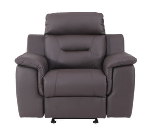 English Elm Global Reclining Modern Leather Air Upholstered Chair with Lumbar Support, Stainless Steel Base Comfort Experience Brown B05777740
