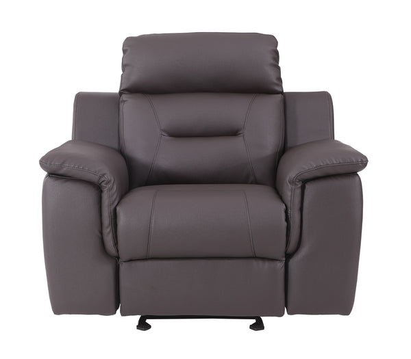 English Elm Global Reclining Modern Leather Air Upholstered Chair with Lumbar Support, Stainless Steel Base Comfort Experience Brown B05777740