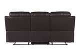 English Elm Leather Air Upholstered Reclining Sofa With Fiber Back