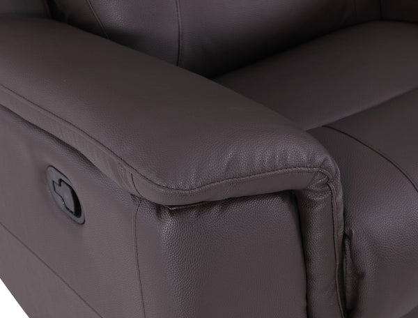 English Elm Global Reclining Modern Leather Air Upholstered Chair with Lumbar Support, Stainless Steel Base Comfort Experience Brown B05777740