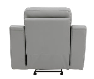 English Elm Global Reclining Modern Leather Air Upholstered Chair with Lumbar Support, Stainless Steel Base Comfort Experience Gray B05777741