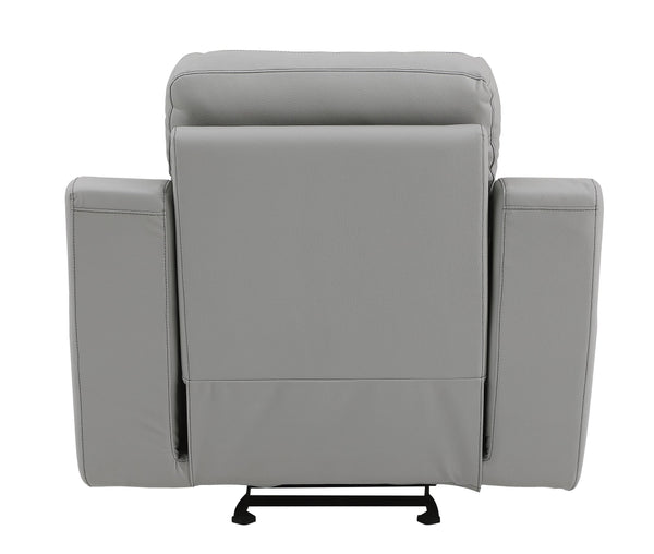 English Elm Global Reclining Modern Leather Air Upholstered Chair with Lumbar Support, Stainless Steel Base Comfort Experience Gray B05777741