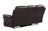 English Elm Leather Air Upholstered Reclining Sofa With Fiber Back