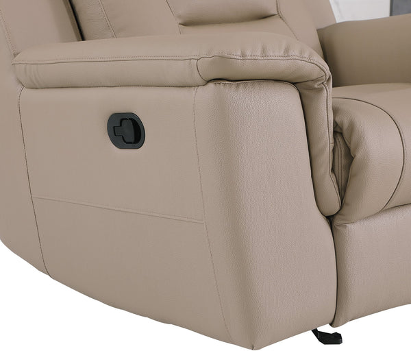 English Elm Global Reclining Modern Beige Leather Air Chair with Lumbar Support, Stainless Steel Base, Plush Comfort B05777739