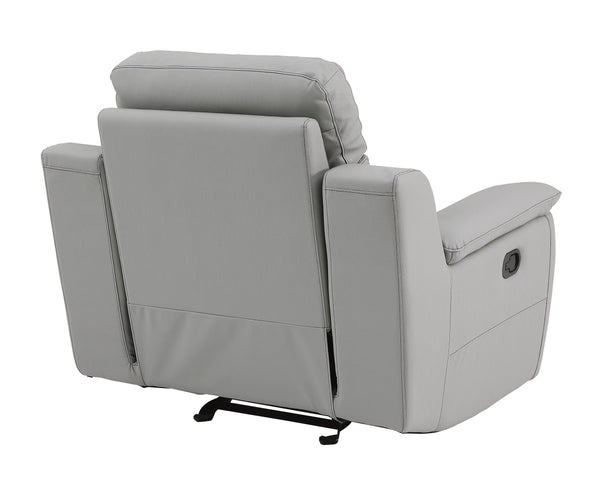 English Elm Global Reclining Modern Leather Air Upholstered Chair with Lumbar Support, Stainless Steel Base Comfort Experience Gray B05777741