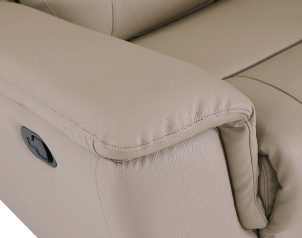 English Elm Global Reclining Modern Beige Leather Air Chair with Lumbar Support, Stainless Steel Base, Plush Comfort B05777739