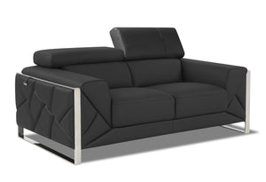 English Elm Global Top Grain Italian Leather Loveseat with 3-Layer High-Density Foam, Stainless Chrome Legs, Solid Wood Frame Dark Gray B05777941