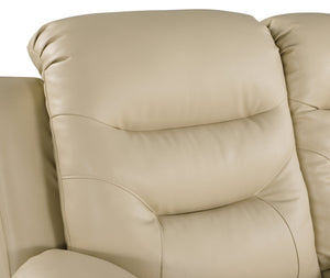 English Elm Global United Leather Air Reclining Console Loveseat with Lumbar Support, Stainless Steel Base, Plush Upholstery Beige B05777731