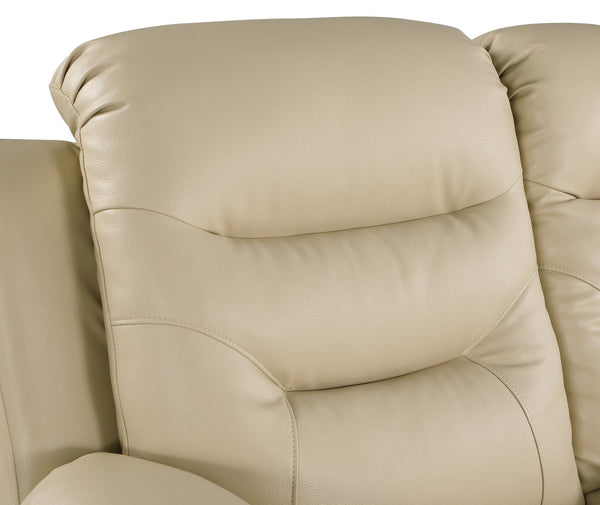 English Elm Global United Leather Air Reclining Console Loveseat with Lumbar Support, Stainless Steel Base, Plush Upholstery Beige B05777731