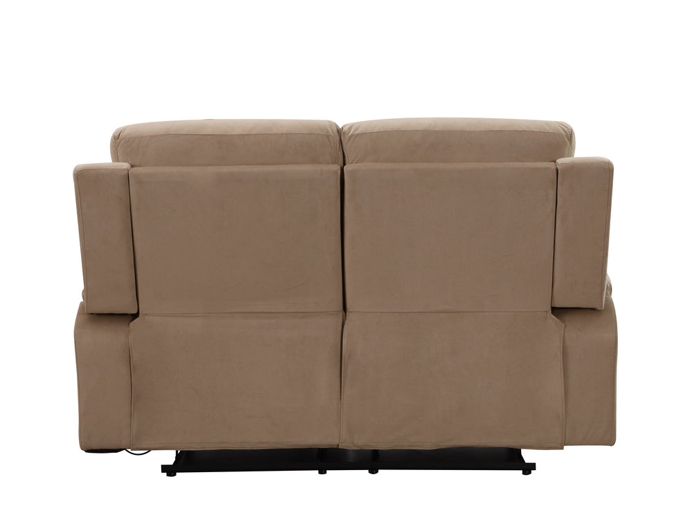 English Elm Global Microfiber Reclining Loveseat – Contemporary Beige Comfort With Supportive Design & Style B05777758