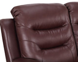 English Elm Leather Air Upholstered Reclining Sofa With Fiber Back