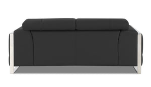 English Elm Global Top Grain Italian Leather Loveseat with 3-Layer High-Density Foam, Stainless Chrome Legs, Solid Wood Frame Dark Gray B05777941