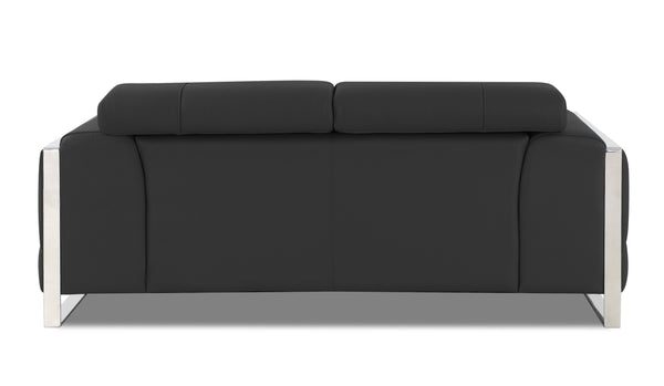 English Elm Global Top Grain Italian Leather Loveseat with 3-Layer High-Density Foam, Stainless Chrome Legs, Solid Wood Frame Dark Gray B05777941