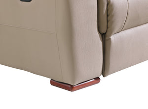 English Elm Global Reclining Modern Beige Leather Air Chair with Lumbar Support, Stainless Steel Base, Plush Comfort B05777739