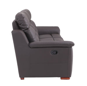 English Elm Global Reclining Modern Leather Air Upholstered Chair with Lumbar Support, Stainless Steel Base Comfort Experience Brown B05777740