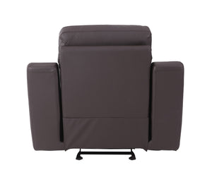 English Elm Global Reclining Modern Leather Air Upholstered Chair with Lumbar Support, Stainless Steel Base Comfort Experience Brown B05777740