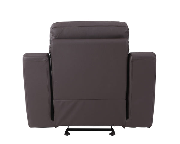 English Elm Global Reclining Modern Leather Air Upholstered Chair with Lumbar Support, Stainless Steel Base Comfort Experience Brown B05777740