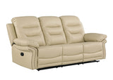 English Elm Leather Air Upholstered Reclining Sofa With Fiber Back