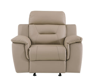 English Elm Global Reclining Modern Beige Leather Air Chair with Lumbar Support, Stainless Steel Base, Plush Comfort B05777739