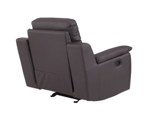 English Elm Global Reclining Modern Leather Air Upholstered Chair with Lumbar Support, Stainless Steel Base Comfort Experience Brown B05777740