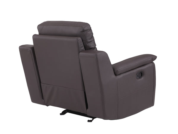 English Elm Global Reclining Modern Leather Air Upholstered Chair with Lumbar Support, Stainless Steel Base Comfort Experience Brown B05777740