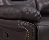 English Elm Leather Air Upholstered Reclining Sofa With Fiber Back